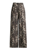 Vintage Leopardenmuster High Waist Gerade Jeans mit Rissen