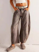 Jeans mit Leopardenmuster und geradem Bein