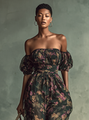 Tuta da donna in chiffon con stampa floreale, fascia a fascia, maniche corte e vita elasticizzata