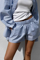 Blaues elegantes Langarmhemd-Set