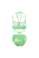 Mint Green Rhinestone Halter Bikini Set