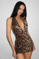 Vestito mini senza maniche con scollo profondo a V e schiena scoperta Wild Deep