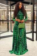Emerald Animal Texture Flowy Maxi Dress