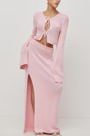 French Y2K Girl Pink Knit Set