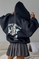 Sudadera con capucha estampada de alas de ángel