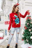 Rund hals casual pingvin broderi strikket sweater