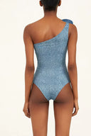 3D Blomstret Én-Skulder Sexet Monokini