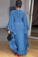 Fledermausärmel Maxikleid mit Rüschensaum