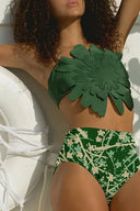 Blomstret Accent Grøn Printet Bikini-sæt