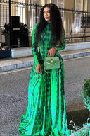 Emerald Animal Texture Flowy Maxi Dress