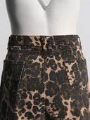 Vintage Leopardenmuster High Waist Gerade Jeans mit Rissen