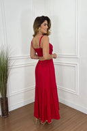 Vestito midi trendy versatile a tinta unita con spalline sottili