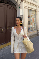 Completo donna con cardigan lavorato a maglia e minigonna