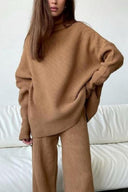 Bol boğazlı triko günlük iki parçalı takım