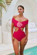 Blomstret Applikation Cutout Énstyks Badedragt-sæt