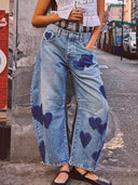 Lässige, lockere Mid-Rise Straight Jeans