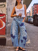 Lässige, lockere Mid-Rise Straight Jeans