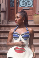 Neckholder-Korsett-Top im Tribal-Stil