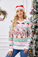 Løs pasform rund hals jule tegneserie strikket sweater - pink