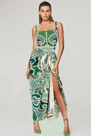 Costume intero verde con stampa etnica set