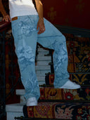 Cupid print gewassen blauwe jeans
