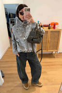 Gilet gris à motif bandana