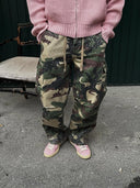 Camouflage Strass Kordelzug Cargo-Hose