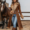 Kadın Denim Western Retro Peluş Sonbahar ve Kış Sıcak Kaban