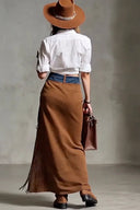 Suède Maxi Rok met Franjes