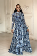 Robe longue abstraite bleue Lyric Dye