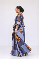 Voluminöses Maxikleid mit One-Shoulder-Print