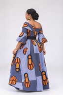 Voluminöses Maxikleid mit One-Shoulder-Print
