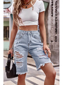 Slim-Fit gewaschene Denim-Shorts mit Used-Look, 5 Zoll