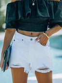 Slidte Frynset Kant Denim Shorts