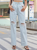 Jeanshose im Vintage-Look mit hellem Waschung und Used-Effekt