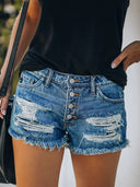 Patriotiske flagprint slidte denimshorts
