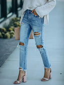 Streetstyle Jeans mit Rissen, Slim-Fit und knöchellang