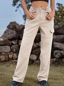 Jeans-Cargohose mit elastischem Bund und lockerem Schnitt