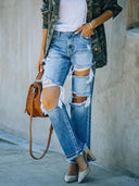 Jeanshose im Used-Look im Bettler-Stil mit Rissen