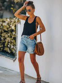 Nieuwe Stijlvolle Versleten Denim Shorts