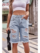 Slim-Fit gewaschene Denim-Shorts mit Used-Look, 5 Zoll