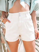 Jeansshorts mit hohem Bund und umgeschlagenem Saum