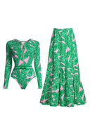Completo da surf floreale verde con zip