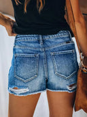 Sommerliche Distressed Fransen Denim-Shorts