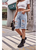 Slim-Fit gewaschene Denim-Shorts mit Used-Look, 5 Zoll