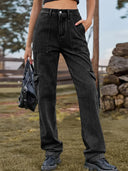 Vintage Yıkanmış Yarı Esnek Denim Kargo Pantolon