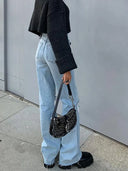 Trendige Flared Wide-Leg Ripped Denim-Jeans