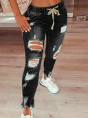 Jeanshose im Used-Look mit Kordelzug und lockerem Schnitt im Streetstyle