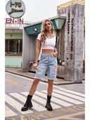 Slim-Fit gewaschene Denim-Shorts mit Used-Look, 5 Zoll
