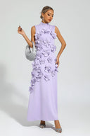 Rochie maxi fără mâneci Ethel decorată cu flori